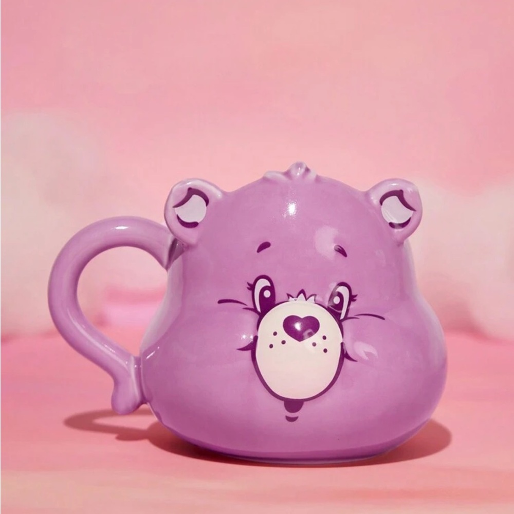 X Care Bears 450ml Cartoon Bear Design Ceramic Mug With Lid - Purple